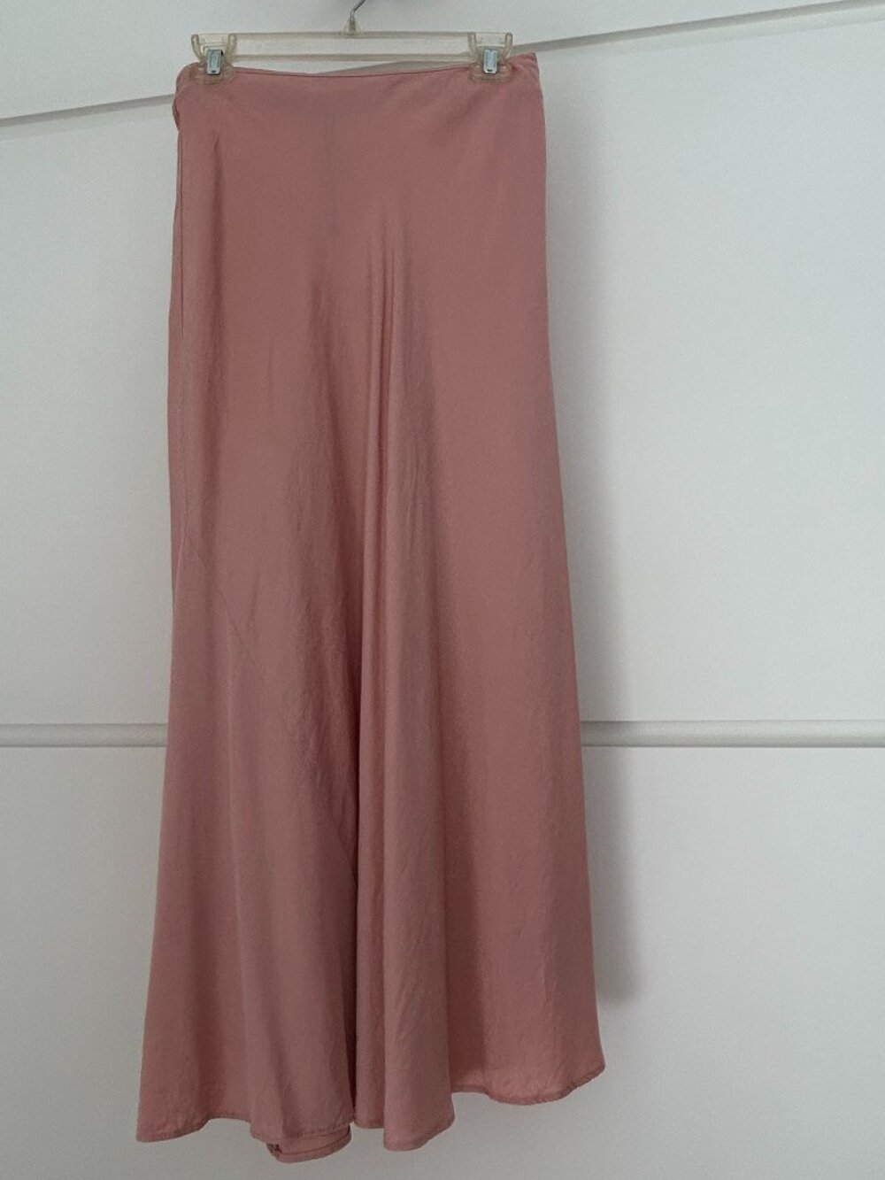ZARA Blush Pink Satin Midi Skirt XS A-Line Slip Skirt Minimalist Classic